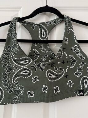 Booty by Brabants Olive Green Paisley Racerback Sports Bra